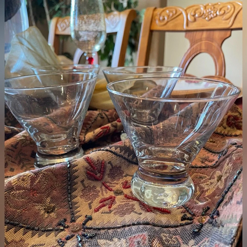 Set of 4 ~Designer Cocktail Glasses 8 oz Stemless Excellent Condition Never Used